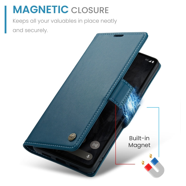 For Google Pixel 8 Pro CaseMe 023 Butterfly Buckle Litchi Texture RFID Anti-theft Leather Phone Case(Blue) - Google Cases by CaseMe | Online Shopping South Africa | PMC Jewellery | Buy Now Pay Later Mobicred