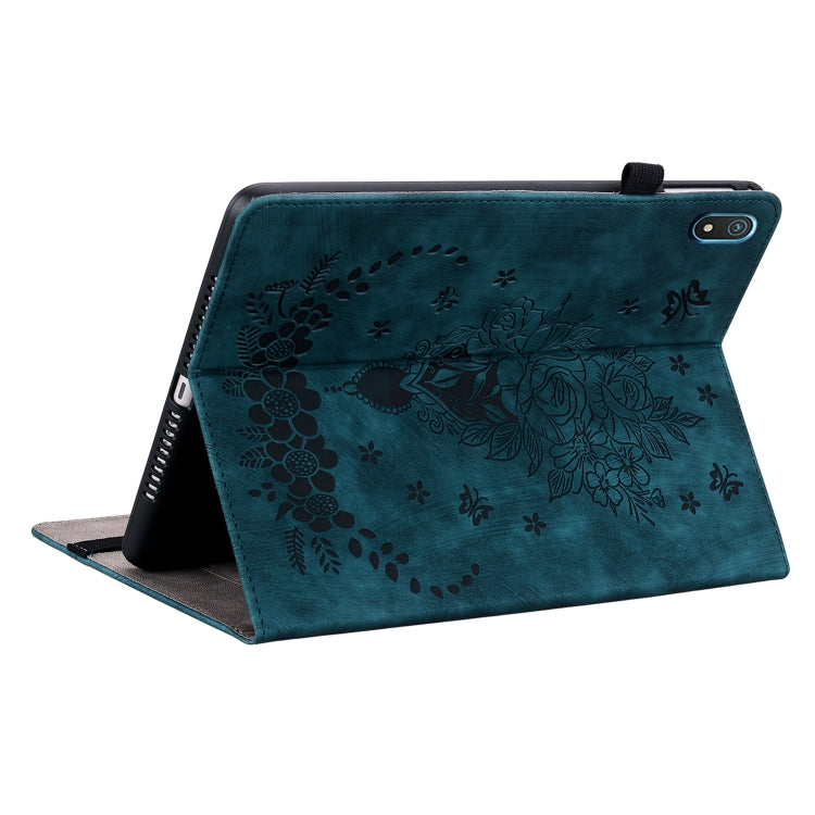 For Nokia T20 10.4 2021 Butterfly Rose Embossed Leather Tablet Case(Dark Blue) - Honor Cases by PMC TechLife | Online Shopping South Africa | PMC TechLife | Buy Now Pay Later Mobicred