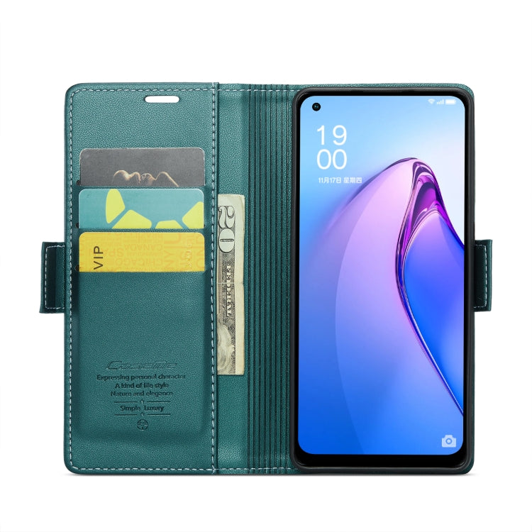 For OPPO Reno7 Z Global/Reno7 Lite Global CaseMe 023 Butterfly Buckle Litchi Texture RFID Anti-theft Leather Phone Case(Pearly Blue) - OPPO Cases by CaseMe | Online Shopping South Africa | PMC Jewellery | Buy Now Pay Later Mobicred