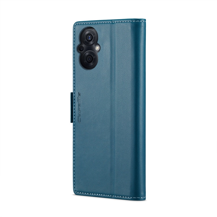 For OPPO Reno8 Lite Global CaseMe 023 Butterfly Buckle Litchi Texture RFID Anti-theft Leather Phone Case(Blue) - OPPO Cases by CaseMe | Online Shopping South Africa | PMC Jewellery | Buy Now Pay Later Mobicred