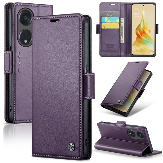 For OPPO Reno8 T 5G/A1 Pro 5G CaseMe 023 Butterfly Buckle Litchi Texture RFID Anti-theft Leather Phone Case(Pearly Purple) - OPPO Cases by CaseMe | Online Shopping South Africa | PMC Jewellery | Buy Now Pay Later Mobicred