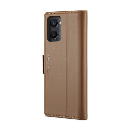 For OPPO A96 4G Global/A36 4G/K10 4G/A76 4G CaseMe 023 Butterfly Buckle Litchi Texture RFID Anti-theft Leather Phone Case(Brown) - OPPO Cases by CaseMe | Online Shopping South Africa | PMC Jewellery | Buy Now Pay Later Mobicred