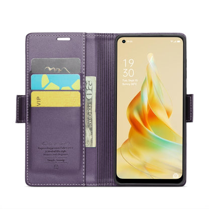 For OPPO Reno8 T 4G CaseMe 023 Butterfly Buckle Litchi Texture RFID Anti-theft Leather Phone Case(Pearly Purple) - OPPO Cases by CaseMe | Online Shopping South Africa | PMC Jewellery | Buy Now Pay Later Mobicred