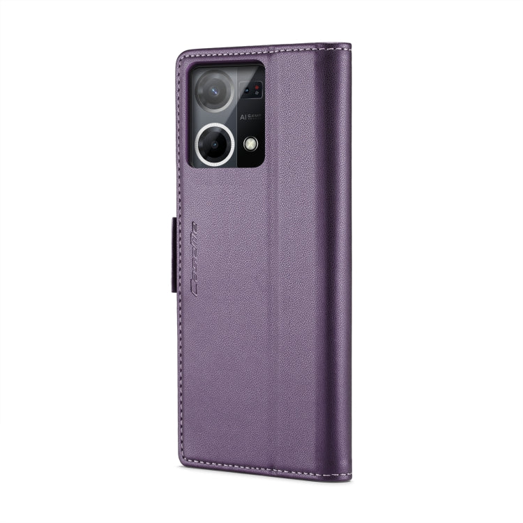 For OPPO Reno7 4G Indonesia/F21 Pro 4G/Reno8 4G CaseMe 023 Butterfly Buckle Litchi Texture RFID Anti-theft Leather Phone Case(Pearly Purple) - OPPO Cases by CaseMe | Online Shopping South Africa | PMC Jewellery | Buy Now Pay Later Mobicred