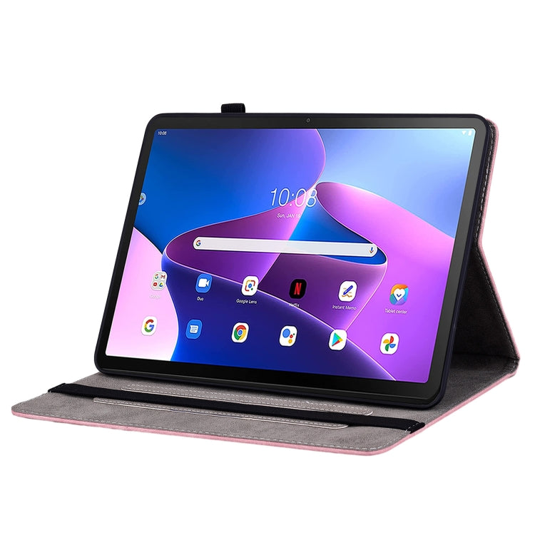 For Lenovo Tab M10 10.1 3rd Gen Butterfly Rose Embossed Leather Tablet Case(Pink) - Lenovo by PMC TechLife | Online Shopping South Africa | PMC TechLife | Buy Now Pay Later Mobicred