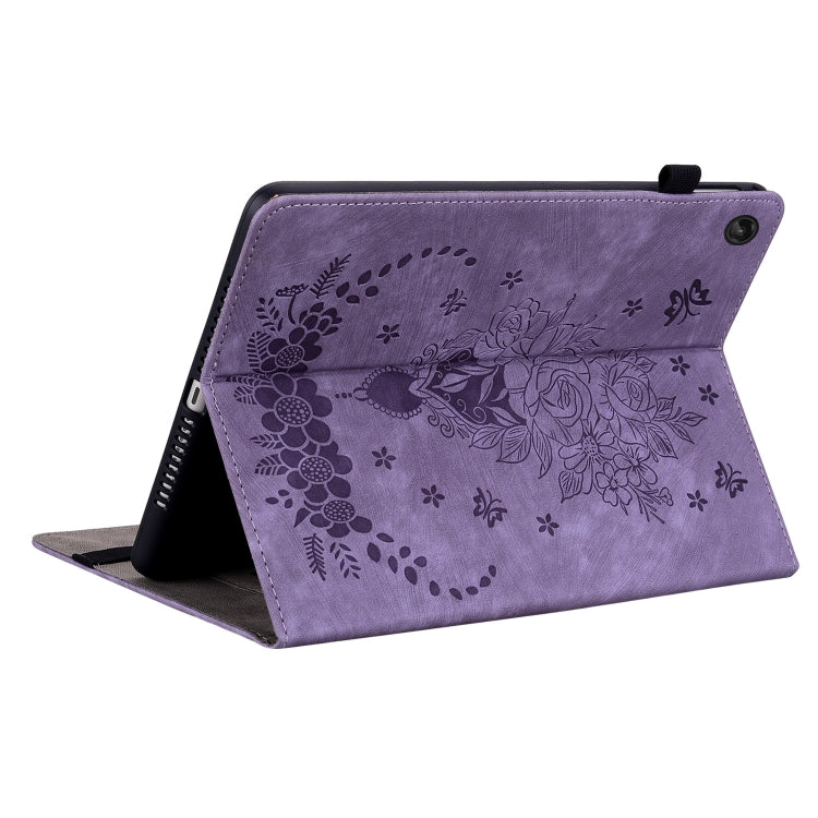 For Lenovo Tab M10 10.1 3rd Gen Butterfly Rose Embossed Leather Tablet Case(Purple) - Lenovo by PMC TechLife | Online Shopping South Africa | PMC TechLife | Buy Now Pay Later Mobicred
