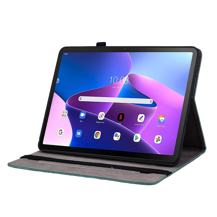 For Lenovo Tab M10 10.1 3rd Gen Butterfly Rose Embossed Leather Tablet Case(Green) - Lenovo by PMC TechLife | Online Shopping South Africa | PMC TechLife | Buy Now Pay Later Mobicred