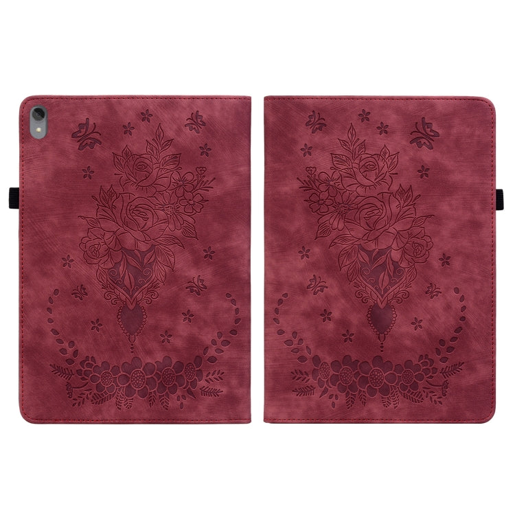 For Lenovo Tab P11 TB-J606F Butterfly Rose Embossed Leather Tablet Case(Red) - Lenovo by PMC TechLife | Online Shopping South Africa | PMC TechLife | Buy Now Pay Later Mobicred