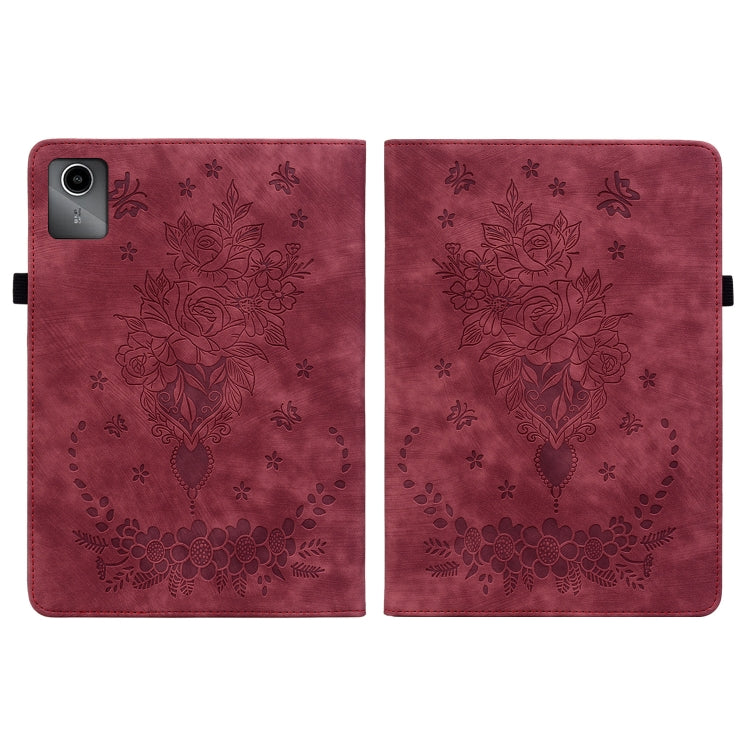 For Lenovo Tab M11/Xiaoxin Pad 11 2024 Butterfly Rose Embossed Leather Tablet Case(Red) - Lenovo by PMC TechLife | Online Shopping South Africa | PMC TechLife | Buy Now Pay Later Mobicred