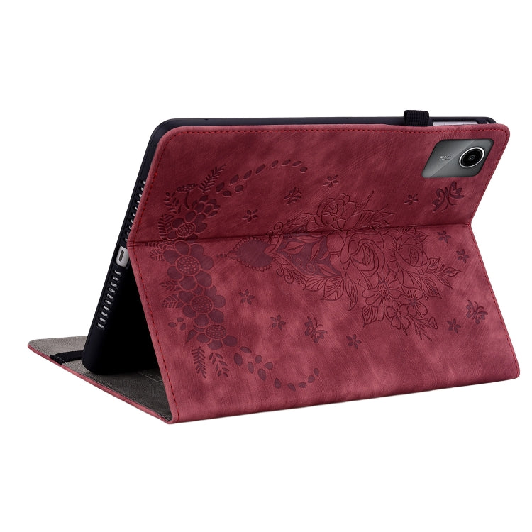 For Lenovo Tab M11/Xiaoxin Pad 11 2024 Butterfly Rose Embossed Leather Tablet Case(Red) - Lenovo by PMC TechLife | Online Shopping South Africa | PMC TechLife | Buy Now Pay Later Mobicred