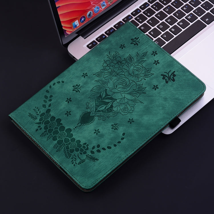 For Lenovo Tab K11 Plus Butterfly Rose Embossed Leather Tablet Case(Green) - Lenovo by PMC TechLife | Online Shopping South Africa | PMC TechLife | Buy Now Pay Later Mobicred
