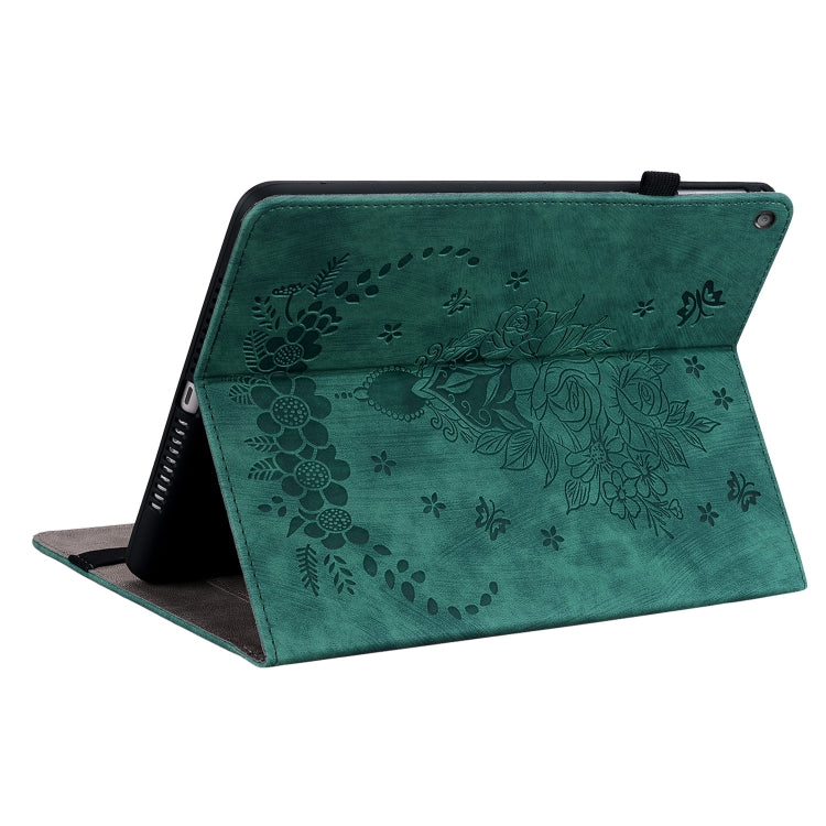 For Amazon Kindle Fire HD10 2019 / 2017 Butterfly Rose Embossed Leather Smart Tablet Case(Green) - Amazon by PMC TechLife | Online Shopping South Africa | PMC TechLife | Buy Now Pay Later Mobicred