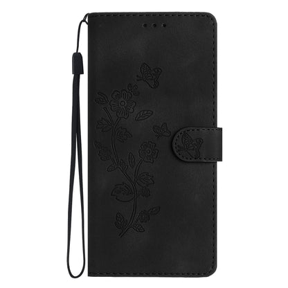 For iPhone 16 Pro Flower Butterfly Embossing Pattern Leather Phone Case(Black) - iPhone 16 Pro Cases by PMC Jewellery | Online Shopping South Africa | PMC Jewellery | Buy Now Pay Later Mobicred