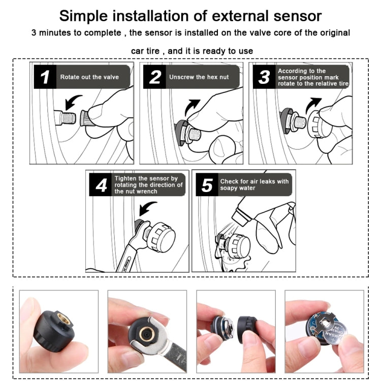 Front Rear Wheel Tire Pressure Temperature Monitoring Sensor(Black) - Electrical System by PMC TechLife | Online Shopping South Africa | PMC TechLife | Buy Now Pay Later Mobicred