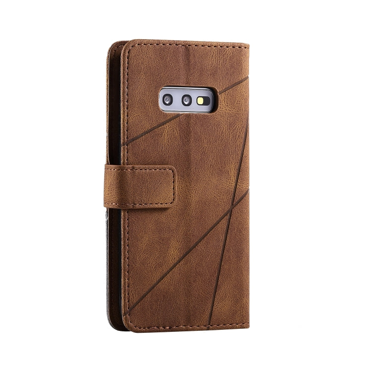 For Samsung Galaxy S10e Skin Feel Splicing Horizontal Flip Leather Case with Holder & Card Slots & Wallet & Photo Frame(Brown) - Galaxy Phone Cases by PMC Jewellery | Online Shopping South Africa | PMC Jewellery