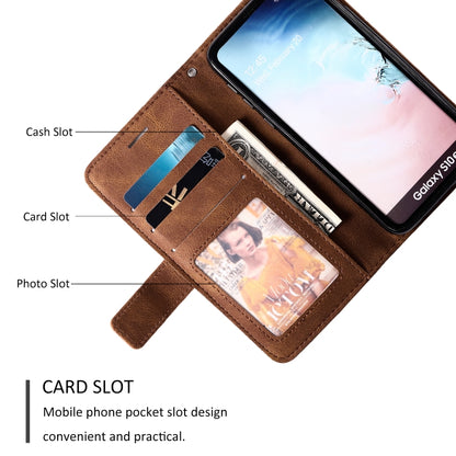 For Samsung Galaxy S10e Skin Feel Splicing Horizontal Flip Leather Case with Holder & Card Slots & Wallet & Photo Frame(Brown) - Galaxy Phone Cases by PMC Jewellery | Online Shopping South Africa | PMC Jewellery