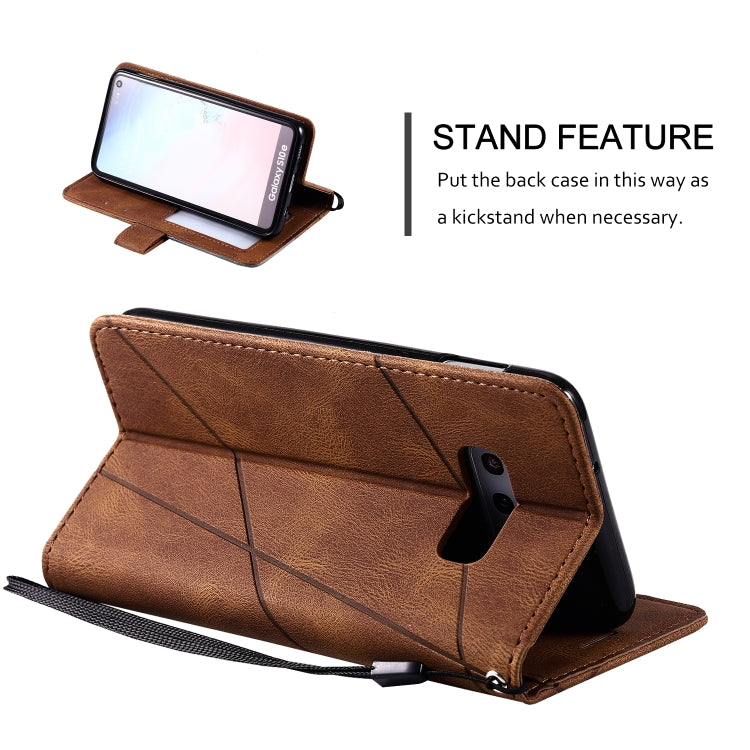 For Samsung Galaxy S10e Skin Feel Splicing Horizontal Flip Leather Case with Holder & Card Slots & Wallet & Photo Frame(Brown) - Galaxy Phone Cases by PMC Jewellery | Online Shopping South Africa | PMC Jewellery