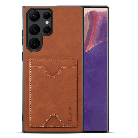 For Samsung Galaxy S24 Ultra 5G Denior PU Back Cover Card Slot Holder Phone Case(Brown) - Galaxy S24 Ultra 5G Cases by Denior | Online Shopping South Africa | PMC Jewellery | Buy Now Pay Later Mobicred