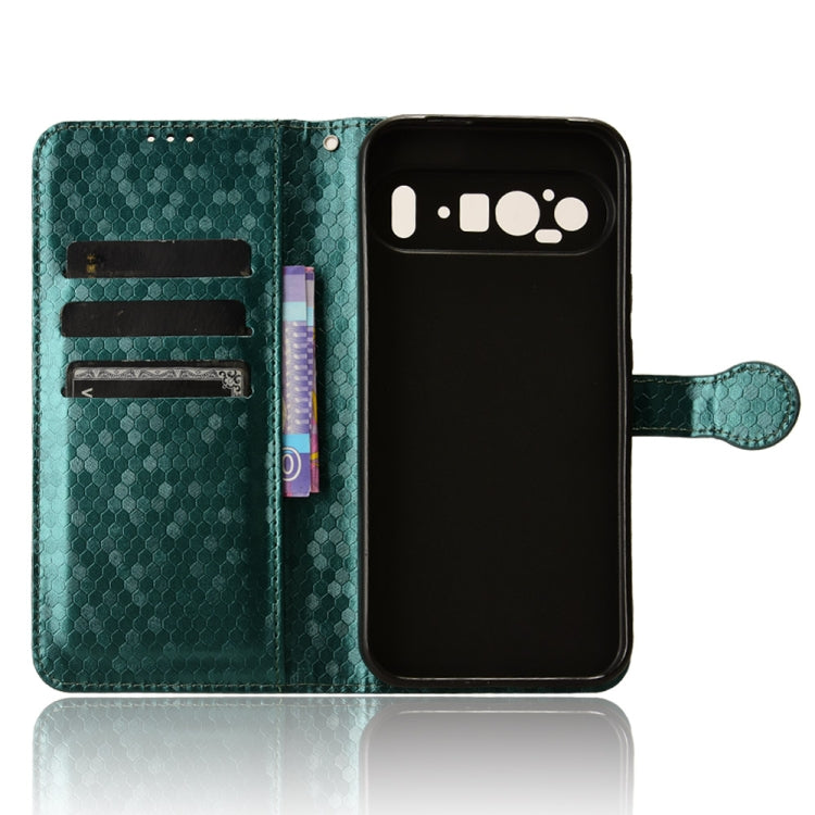 For Google Pixel 9 Pro Honeycomb Dot Texture Leather Phone Case(Green) - Google Cases by PMC Jewellery | Online Shopping South Africa | PMC Jewellery | Buy Now Pay Later Mobicred