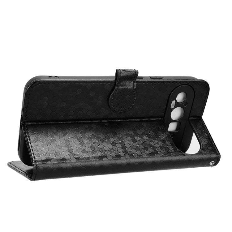 For Google Pixel 9 Honeycomb Dot Texture Leather Phone Case(Black) - Google Cases by PMC Jewellery | Online Shopping South Africa | PMC Jewellery | Buy Now Pay Later Mobicred