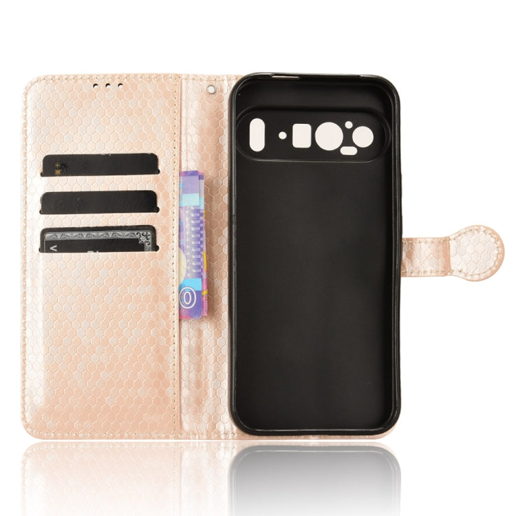 For Google Pixel 9 Pro XL Honeycomb Dot Texture Leather Phone Case(Gold) - Google Cases by PMC TechLife | Online Shopping South Africa | PMC TechLife | Buy Now Pay Later Mobicred