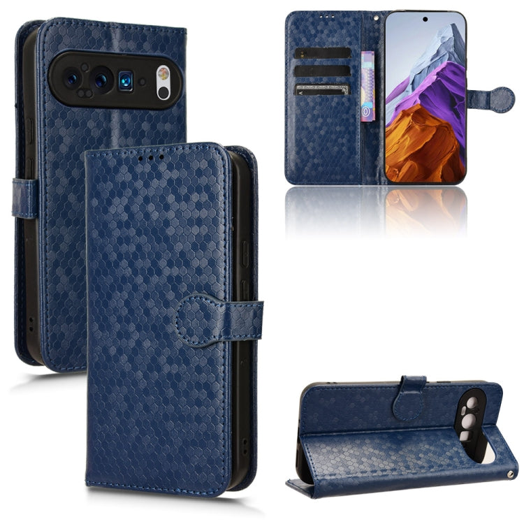 For Google Pixel 9 Pro XL Honeycomb Dot Texture Leather Phone Case(Blue) - Google Cases by PMC TechLife | Online Shopping South Africa | PMC TechLife | Buy Now Pay Later Mobicred