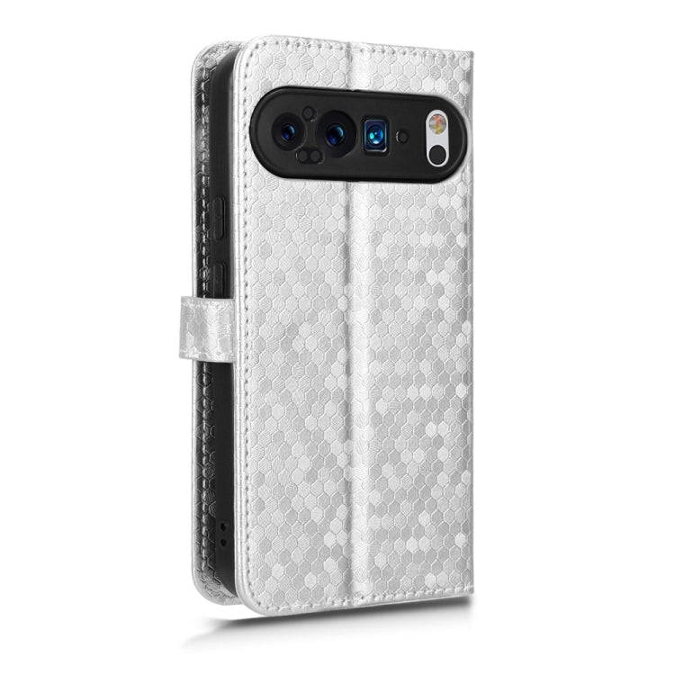 For Google Pixel 9 Pro XL Honeycomb Dot Texture Leather Phone Case(Silver) - Google Cases by PMC Jewellery | Online Shopping South Africa | PMC Jewellery | Buy Now Pay Later Mobicred