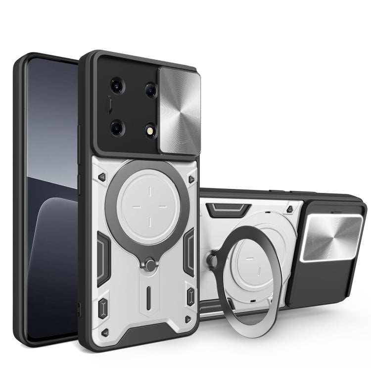 For Infinix Note 30 VIP 5G CD Texture Sliding Camshield Magnetic Holder Phone Case(Silver) - Infinix Cases by PMC TechLife | Online Shopping South Africa | PMC TechLife