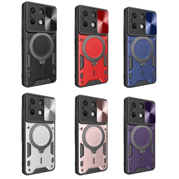 For Xiaomi Redmi Note 13 5G CD Texture Sliding Camshield Magnetic Holder Phone Case(Pink) - Note 13 Cases by PMC TechLife | Online Shopping South Africa | PMC TechLife | Buy Now Pay Later Mobicred