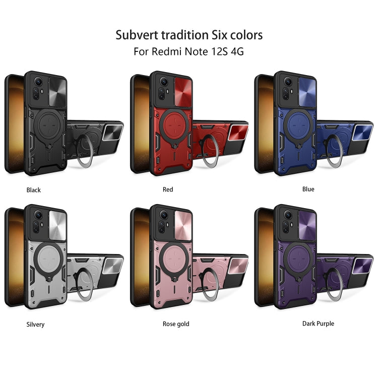 For Xiaomi Redmi Note 12S 4G CD Texture Sliding Camshield Magnetic Holder Phone Case(Pink) - free shipping - PMC TechLife - Order now!