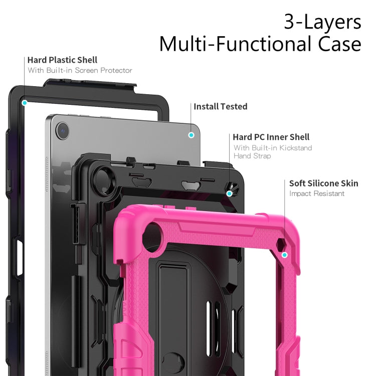For Lenovo Tab M10 10.1 Gen 3rd Silicone Hybrid PC Tablet Case with Shoulder Strap(Rose Red) - Lenovo by PMC TechLife | Online Shopping South Africa | PMC TechLife | Buy Now Pay Later Mobicred