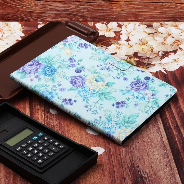 For Lenovo Tab M10 Plus Flower Pattern Horizontal Flip Leather Case with Card Slots & Holder(Purple Flower) - Lenovo by PMC TechLife | Online Shopping South Africa | PMC TechLife