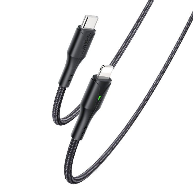 YESIDO CA99 20W USB-C / Type-C to 8 Pin Braided Charging Data Cable with Indicator Light, Length:1.2m(Black) - 2 in 1 Cable by Yesido | Online Shopping South Africa | PMC Jewellery | Buy Now Pay Later Mobicred