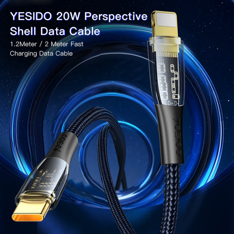 YESIDO CA102 PD 20W USB-C / Type-C to 8 Pin Braided Charging Data Cable, Length:2m(Black) - 2 in 1 Cable by Yesido | Online Shopping South Africa | PMC Jewellery | Buy Now Pay Later Mobicred