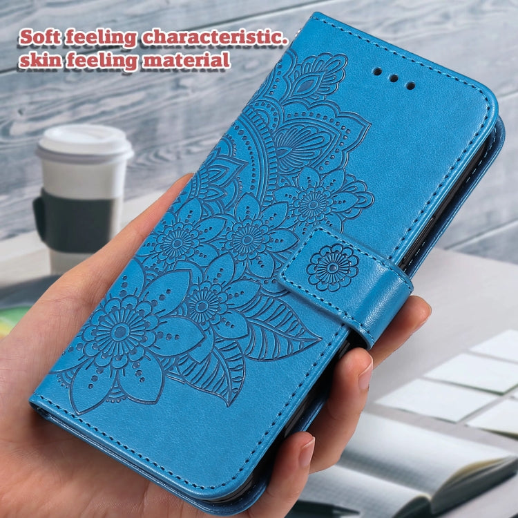 For Xiaomi Redmi K70 / K70 Pro 7-petal Flowers Embossing Leather Phone Case(Blue) - K70 Pro Cases by PMC Jewellery | Online Shopping South Africa | PMC Jewellery | Buy Now Pay Later Mobicred