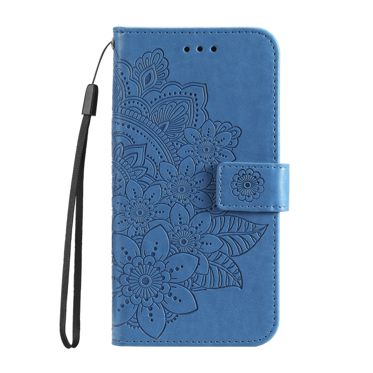 For Xiaomi Redmi Note13 Pro+ 5G Global 7-petal Flowers Embossing Leather Phone Case(Blue) - Note 13 Pro+ Cases by PMC TechLife | Online Shopping South Africa | PMC TechLife | Buy Now Pay Later Mobicred