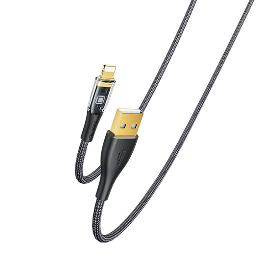 YESIDO CA104 2.4A USB to 8 Pin Transparent Charging Data Cable, Length:1.2m(Black) - Normal Style Cable by Yesido | Online Shopping South Africa | PMC Jewellery | Buy Now Pay Later Mobicred