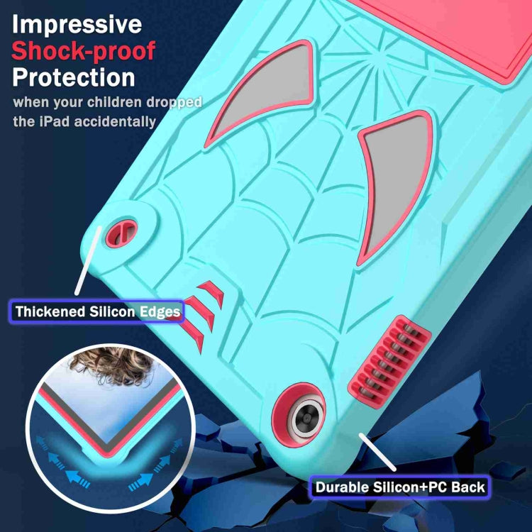 For Lenovo Tab M10 3rd Gen Spider Texture Silicone Hybrid PC Tablet Case with Shoulder Strap(Mint Green + Rose Red) - Lenovo by PMC TechLife | Online Shopping South Africa | PMC TechLife | Buy Now Pay Later Mobicred