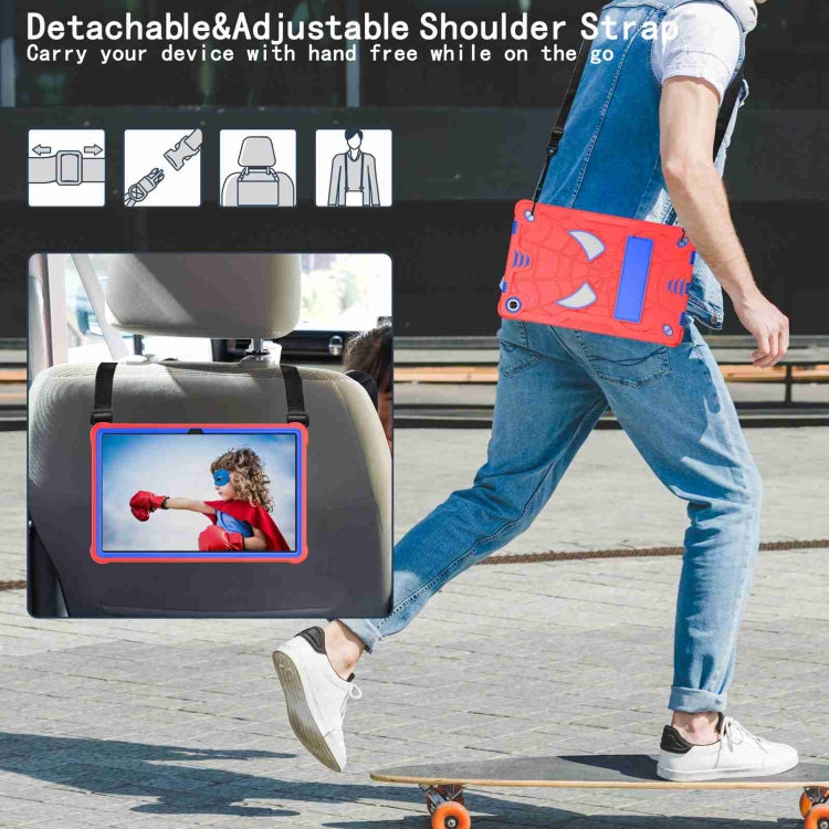For Lenovo Tab M10 Plus 10.6 3rd Gen 2022 Spider Texture Silicone Hybrid PC Tablet Case with Shoulder Strap(Red + Blue) - Lenovo by PMC TechLife | Online Shopping South Africa | PMC TechLife | Buy Now Pay Later Mobicred