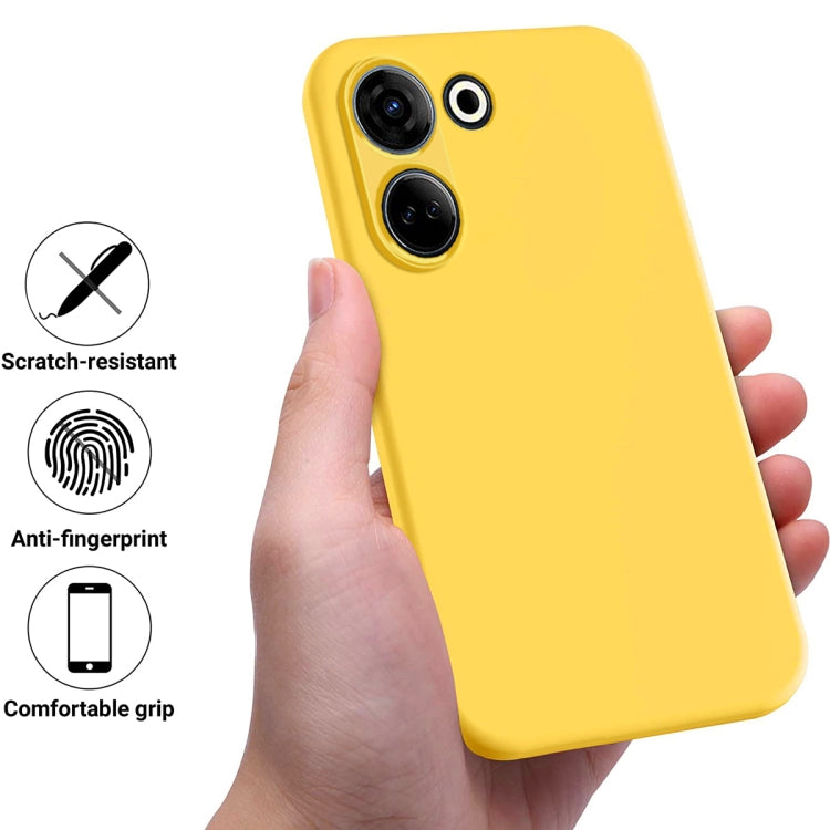 For Tecno Camon 20 Pro 4G Pure Color Liquid Silicone Shockproof Phone Case(Yellow) - Tecno Cases by PMC TechLife | Online Shopping South Africa | PMC TechLife | Buy Now Pay Later Mobicred
