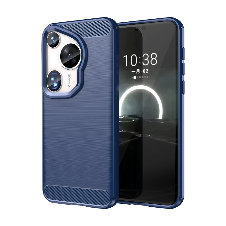 For Huawei Pura 70 Ultra Brushed Texture Carbon Fiber TPU Phone Case(Blue) - Huawei Cases by PMC Jewellery | Online Shopping South Africa | PMC Jewellery | Buy Now Pay Later Mobicred