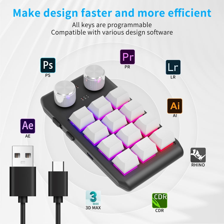 USB Wired 12KV2 MOLD Mini Mechanical 12 Keys 2 Knob Custom Programming Keyboard(White) - Mini Keyboard by PMC Jewellery | Online Shopping South Africa | PMC Jewellery | Buy Now Pay Later Mobicred