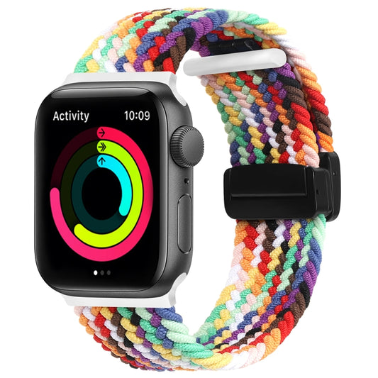 Magnetic Fold Clasp Woven Watch Band For Apple Watch Ultra 2 49mm(Rainbow Color) - Watch Bands by PMC Jewellery | Online Shopping South Africa | PMC Jewellery | Buy Now Pay Later Mobicred