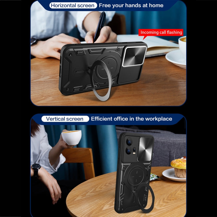 For Motorola Edge 30 Fusion CD Texture Sliding Camshield Magnetic Holder Phone Case(Black) - free shipping - PMC TechLife - Order now!
