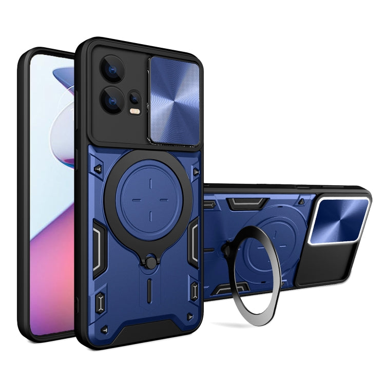 For Motorola Edge 30 Fusion CD Texture Sliding Camshield Magnetic Holder Phone Case(Blue) - free shipping - PMC TechLife - Order now!