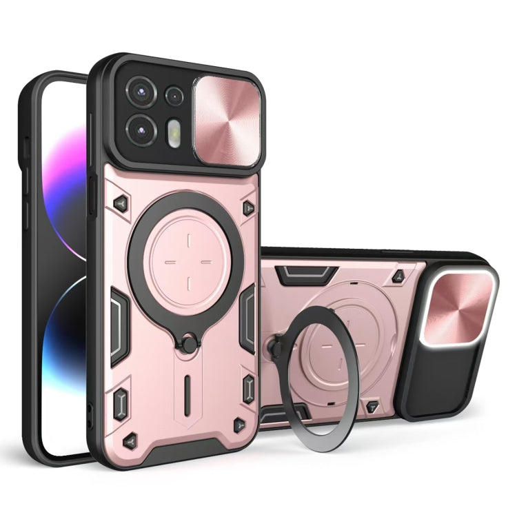 For Motorola Edge 20 Lite CD Texture Sliding Camshield Magnetic Holder Phone Case(Pink) - free shipping - PMC TechLife - Order now!