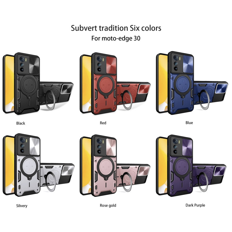 For Motorola Edge 30 CD Texture Sliding Camshield Magnetic Holder Phone Case(Silver) - free shipping - PMC TechLife - Order now!