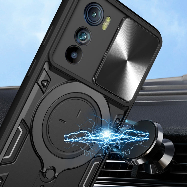For Motorola Edge 30 CD Texture Sliding Camshield Magnetic Holder Phone Case(Silver) - free shipping - PMC TechLife - Order now!