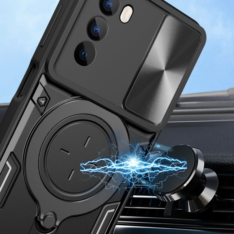 For Motorola Moto G62 CD Texture Sliding Camshield Magnetic Holder Phone Case(Silver) - free shipping - PMC TechLife - Order now!
