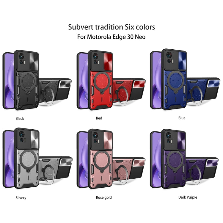 For Motorola Edge 30 Neo CD Texture Sliding Camshield Magnetic Holder Phone Case(Red) - free shipping - PMC TechLife - Order now!